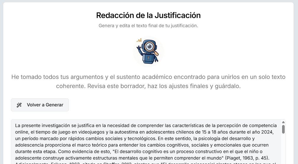Redacción de la justificación de la tesis con inteligencia artificial