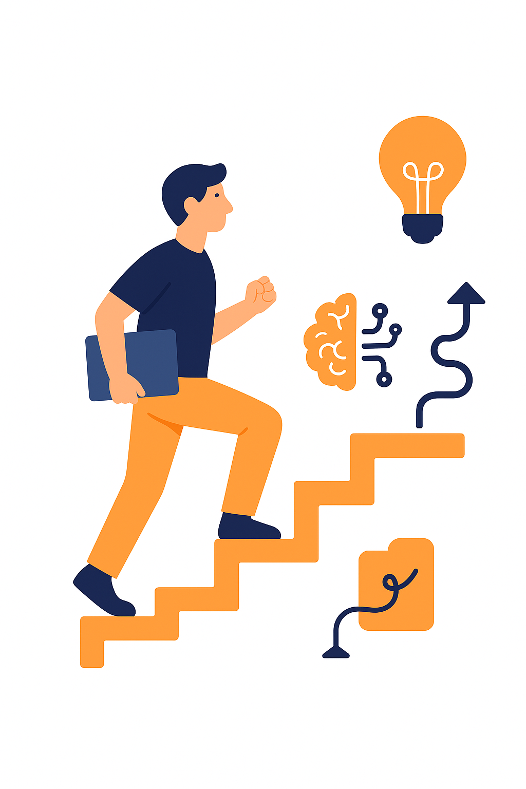 Una persona caminando paso a paso con seguridad y el acompañamiento de la IA para su tesis