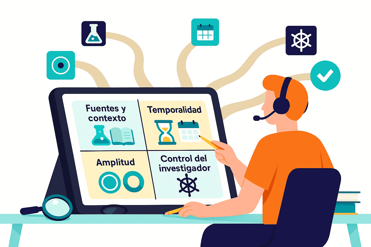 Esquema de los diferentes diseños de investigación para una tesis.